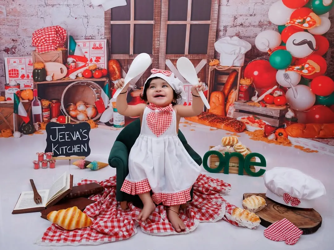 Welcome to Jeeva's Kitchen! This little chef theme is one of my favorites for first birthday shoots, full of personality and fun props to celebrate the big ONE.