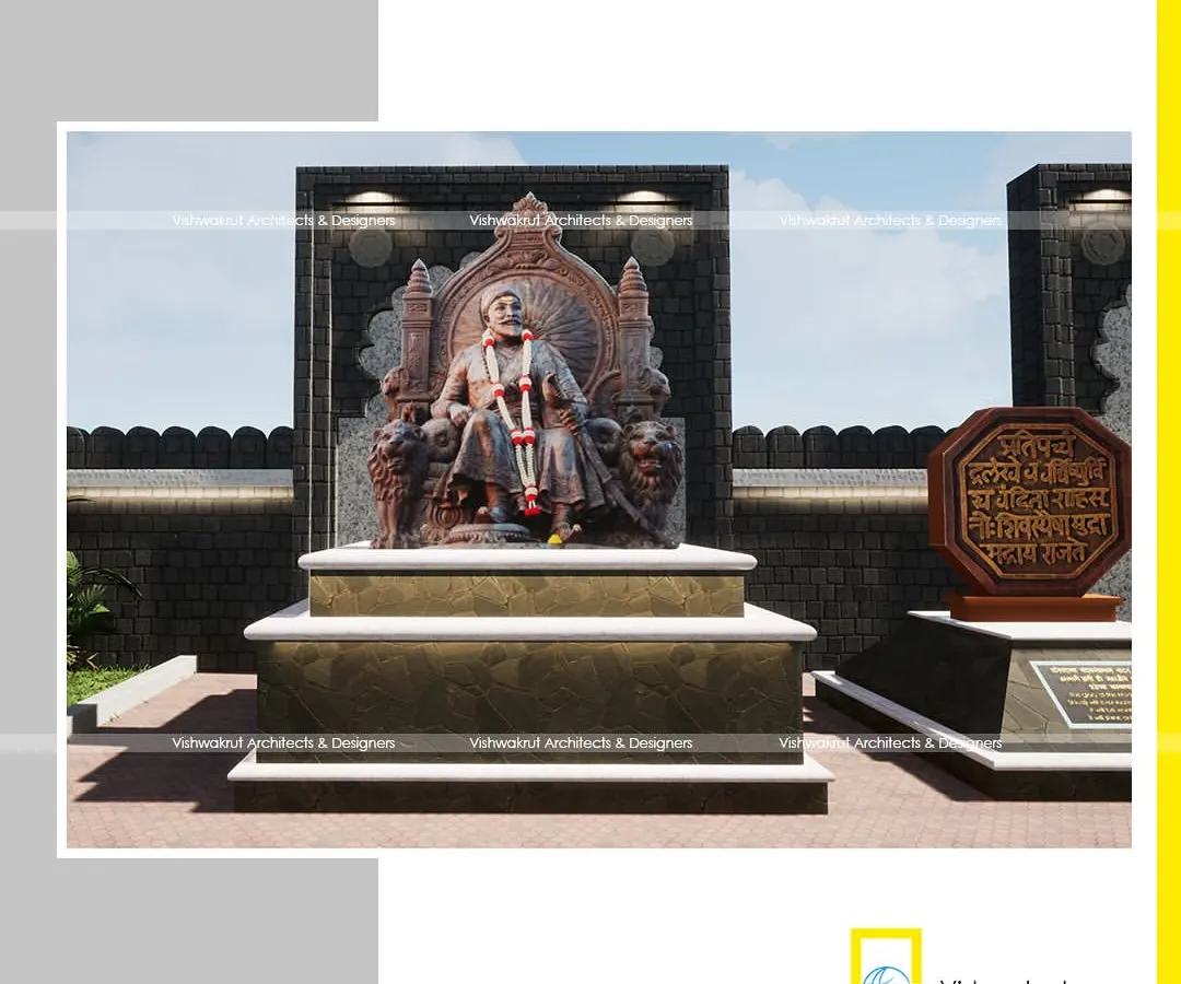 My design proposal for the Shri ShivSmarak in Uran, a project deeply rooted in Maratha heritage. This render shows the central statue of Chhatrapati Shivaji Maharaj, designed to be the focal point of a space that tells a story of valor and history through its architecture.
