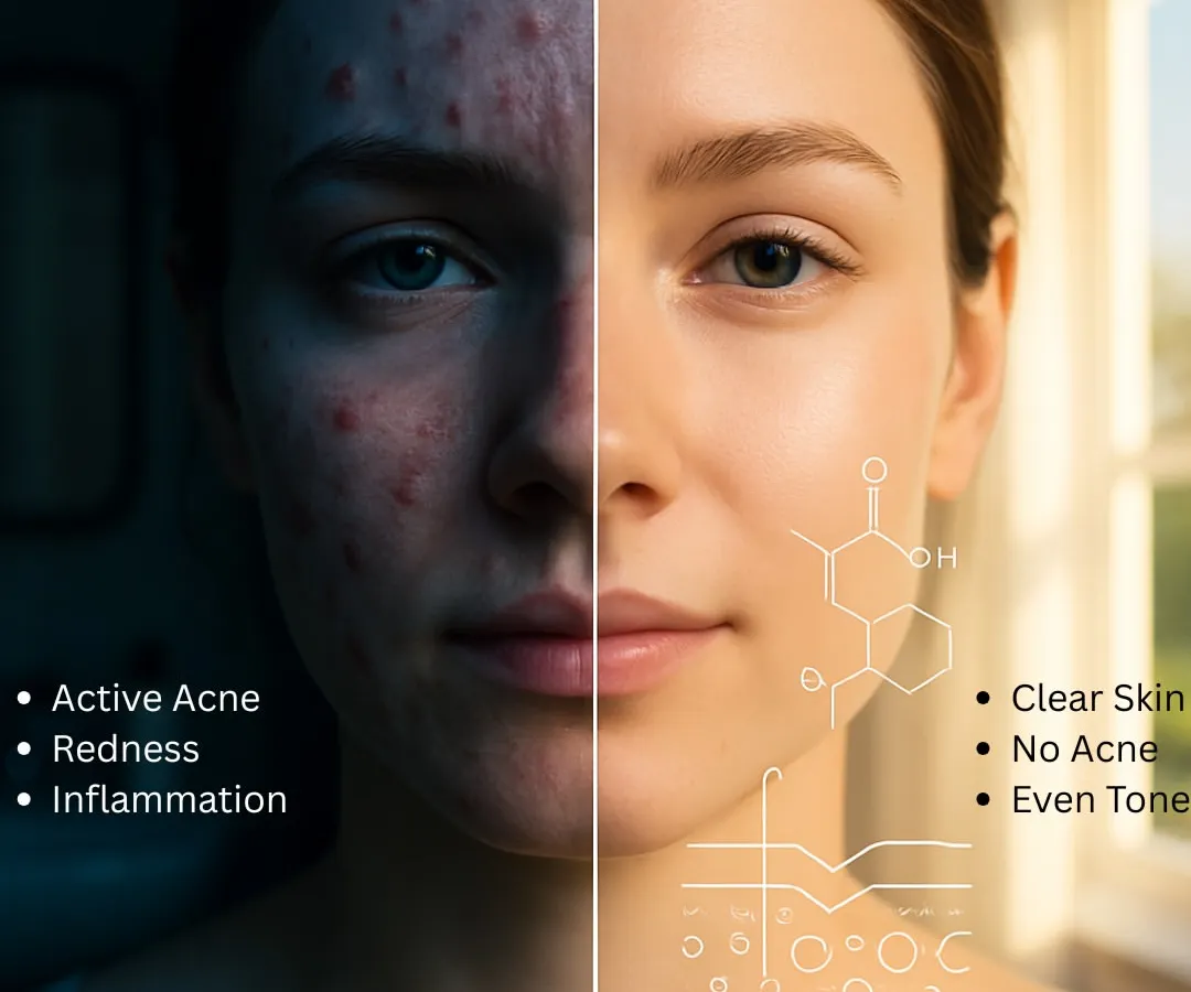 This transformation shows the journey from active, inflamed acne to clear, calm skin. My approach goes beyond surface treatments to address the root causes of breakouts, using a combination of clinical procedures and personalized skincare to restore skin health and confidence.
