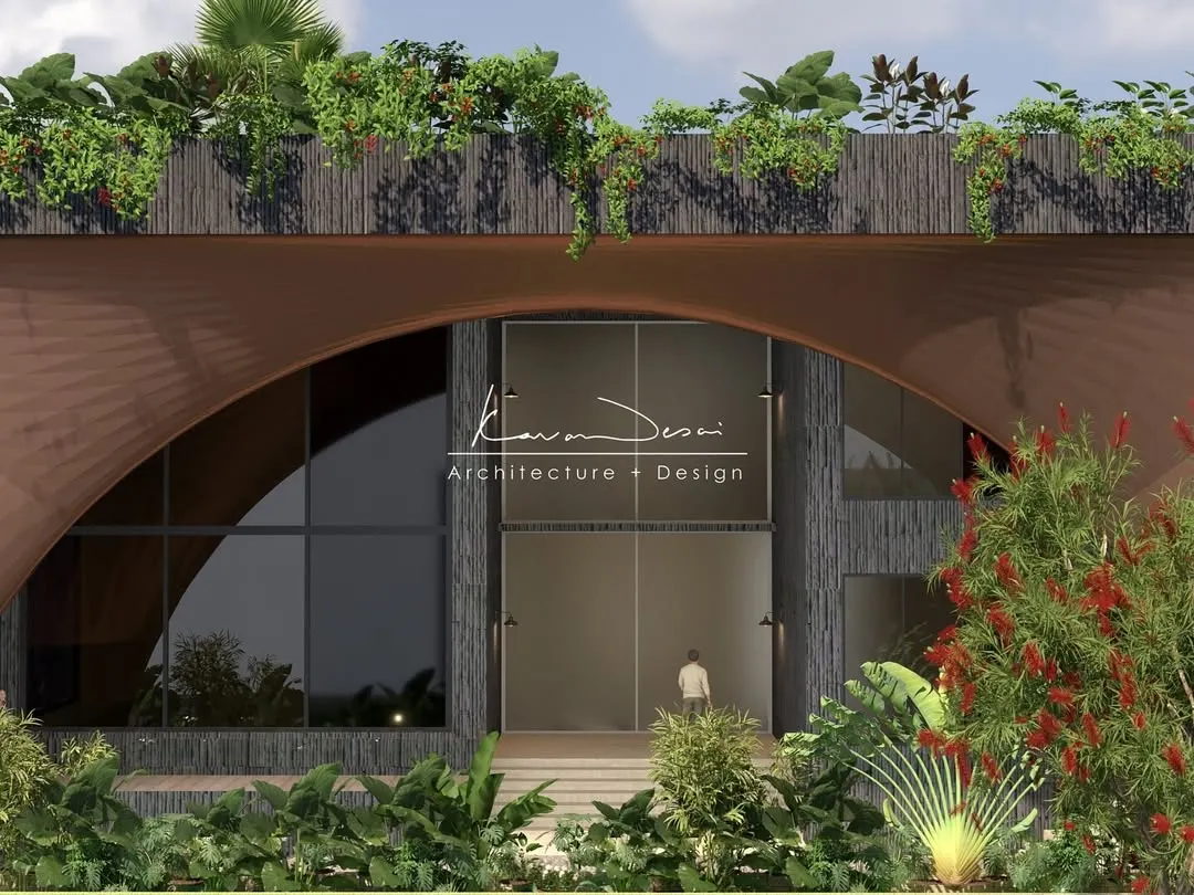 This is what I mean by blurring the lines between inside and out. The strong architectural arch is softened by a cascade of rooftop greenery, creating a home that feels both powerful and alive. It’s a design that breathes.