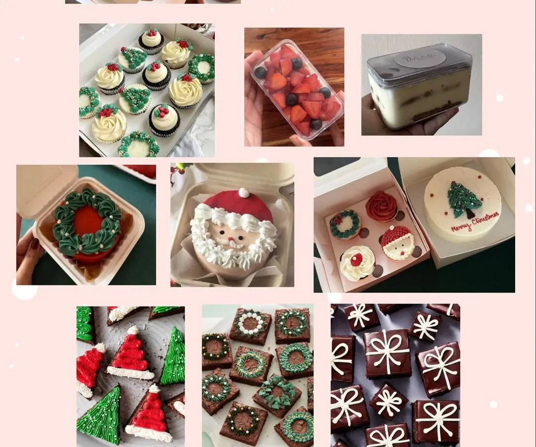 A little glimpse of all the Christmas magic I'm baking this year. You can find everything from classic plum cakes and tiramisu tubs to hand-decorated bento cakes, cupcakes, and a variety of festive cookies.