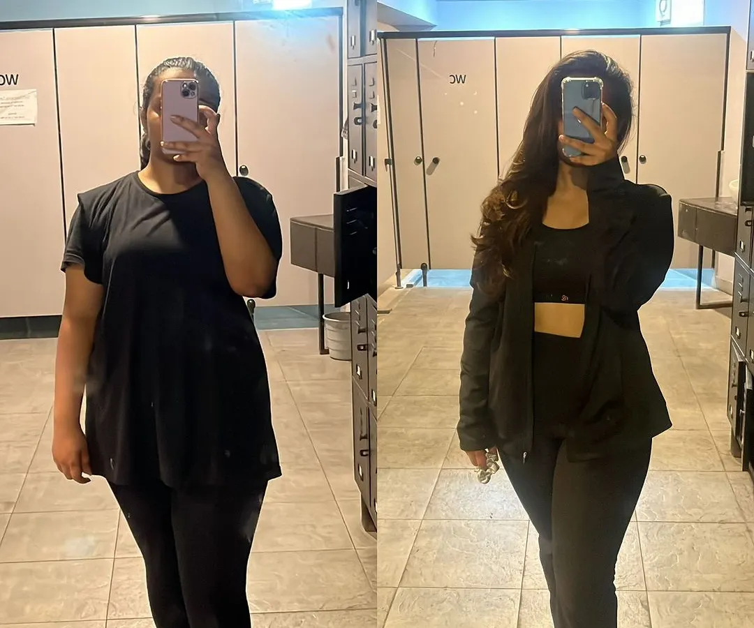 Real results for a real client. This is Dua's incredible 11-month transformation, losing 15 kgs through consistent strength training and dedication. This is what we can achieve together.