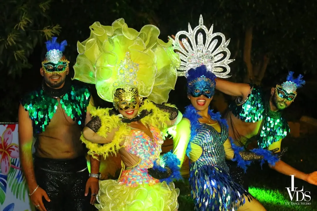 Want to go beyond the usual? We can bring any theme to life. For this wedding, we transported the guests to a Rio Carnival, creating a vibrant, high-energy Samba Drome experience with spectacular costumes and choreography.