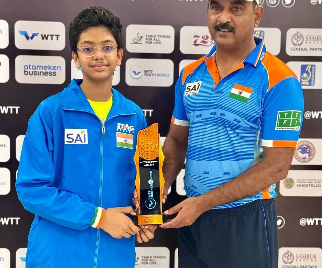 We are proud to see our players compete and win for India. Here is our student, Reyansh Jalan, with Coach Krunal Telang after winning a bronze medal for the country at the WTT Youth Contender event in Almaty, Kazakhstan.