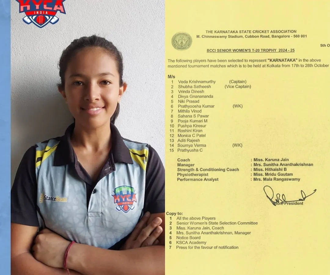 We are incredibly proud to see our talented player, Soumya Verma, selected for the BCCI Senior Women’s T-20 Trophy. This is a testament to her hard work and our commitment to developing women's cricket.