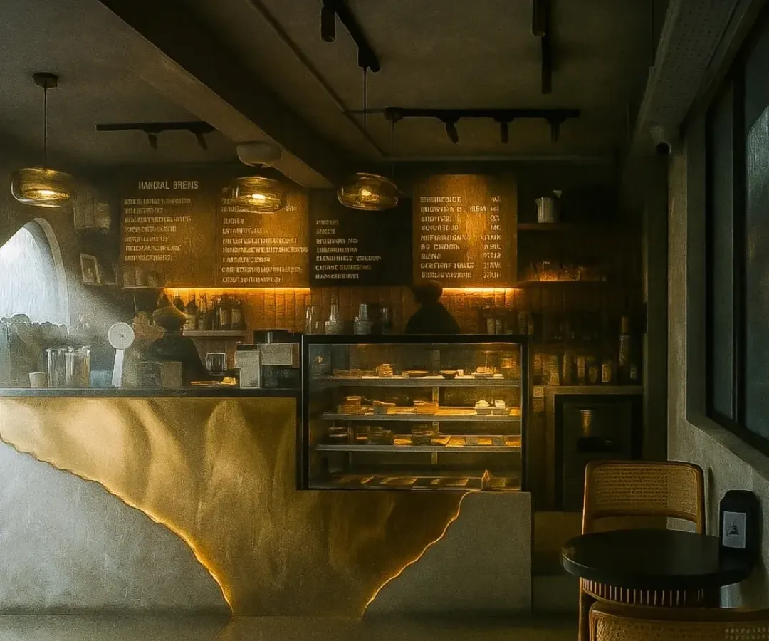 I believe a cafe should feel like a warm, earthy escape. In this Jalandhar project, we used natural light, raw textures, and a minimalist design to create a serene space for slow conversations and even slower sips of coffee.
