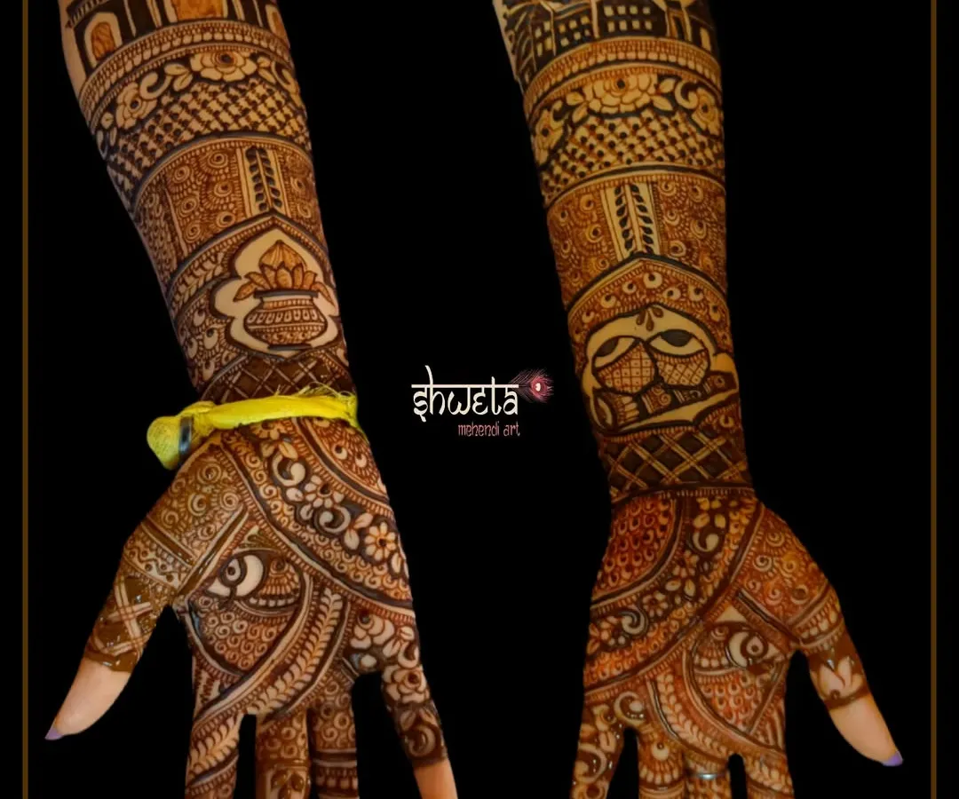 Your mehendi can tell your story. For this bride, I illustrated her journey from Mumbai to Canada, featuring landmarks like the Gateway of India and the CN Tower. Everything is possible!