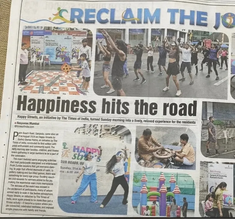 Seeing our Happy Streets event featured in The Times of India was a proud moment. It shows my ability to organize large scale community events that bring joy and get the whole city dancing.