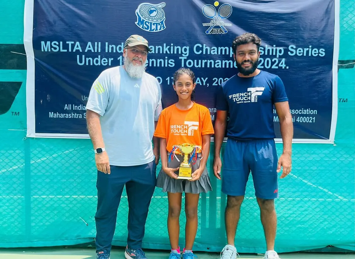 The result of dedication. We are proud to see our young champion, Eshal Pathan, with her trophy after a dominant performance at the U14 All India Tennis Association Championship Series in Mumbai.