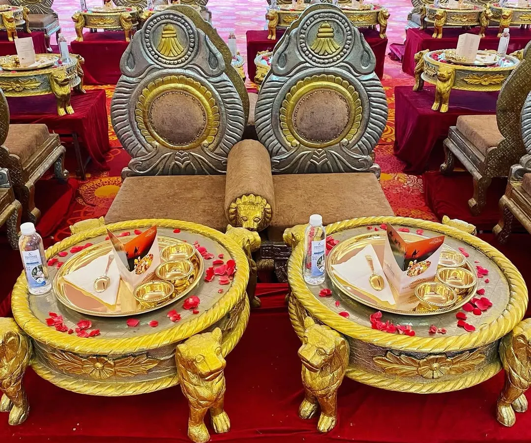 Experience the opulence of a Royal Rajasthani thali. I bring this authentic, regal dining experience to your event, complete with ornate low tables and personalized service for each guest.