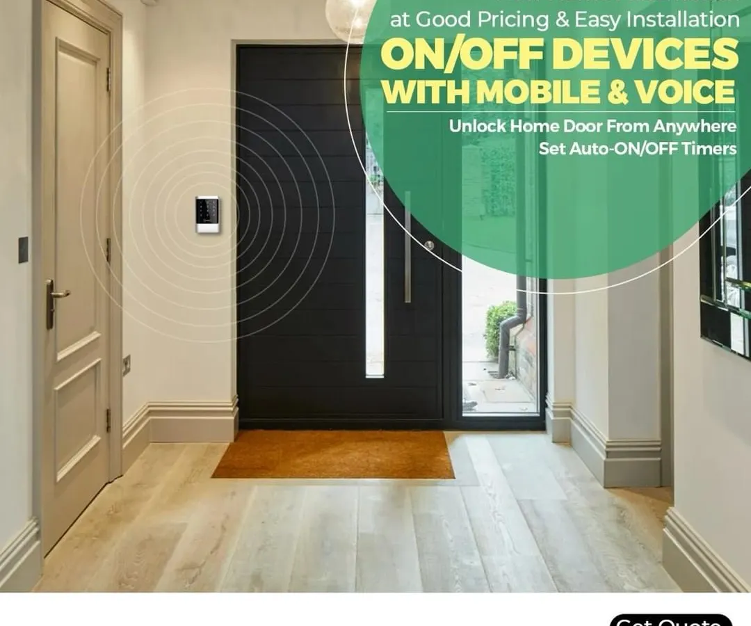 Enhance your home's entry with our smart access solutions. This system allows you to unlock your door remotely using your phone or voice commands, and you can set timers for automatic locking, providing both convenience and security.
