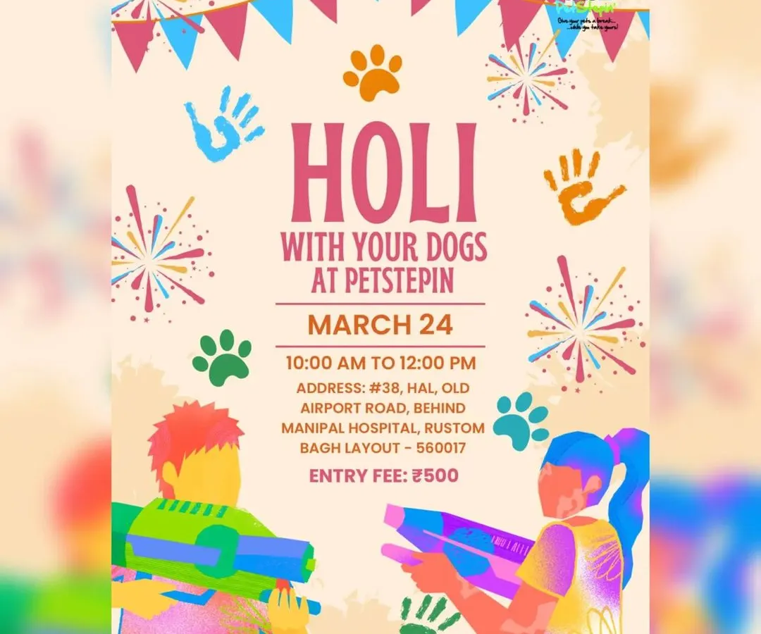 Come play with us. This is the official invitation to our annual Holi celebration, a much-anticipated event for dogs and their parents. We provide all the details, including date, time, and location, for this special day.