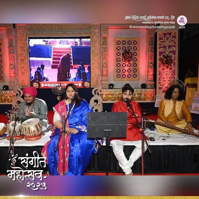 Performing at the Shrimant Dagdusheth Halwai Sangeet Mahotsav in Pune. It is a blessing to play on such a grand and devotional stage, sharing the rhythm of the tabla with thousands of music lovers.