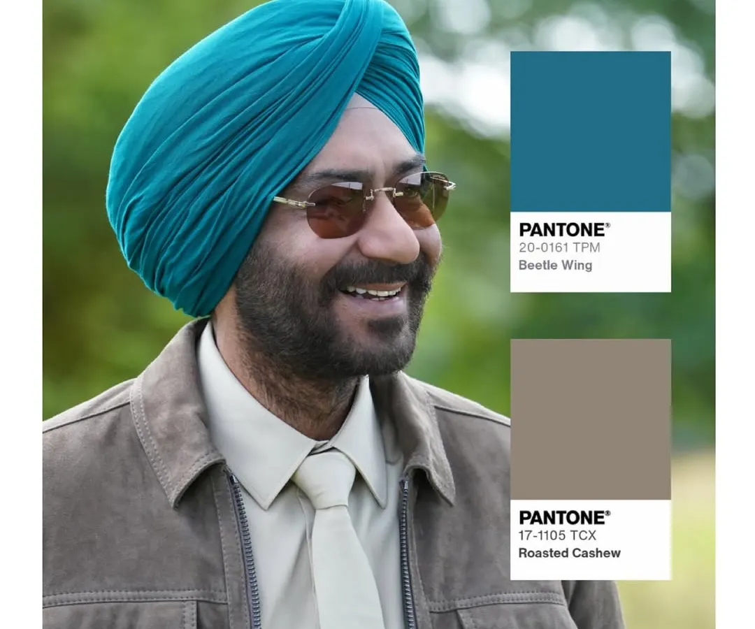 My process is deeply rooted in color theory. For Ajay Devgn's character Jassi, we used specific Pantone shades like 'Beetle Wing' and 'Roasted Cashew' to create a unique and memorable visual identity. This level of detail in menswear styling helps define the character's personality and his journey in the film.