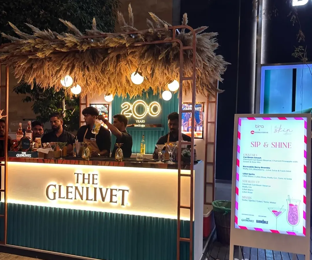 Here’s our full bar setup for a large scale brand event with The Glenlivet at Jio World Drive. We can create custom, branded mobile bars that look professional and handle a high volume of guests, making us a reliable partner for corporate events.