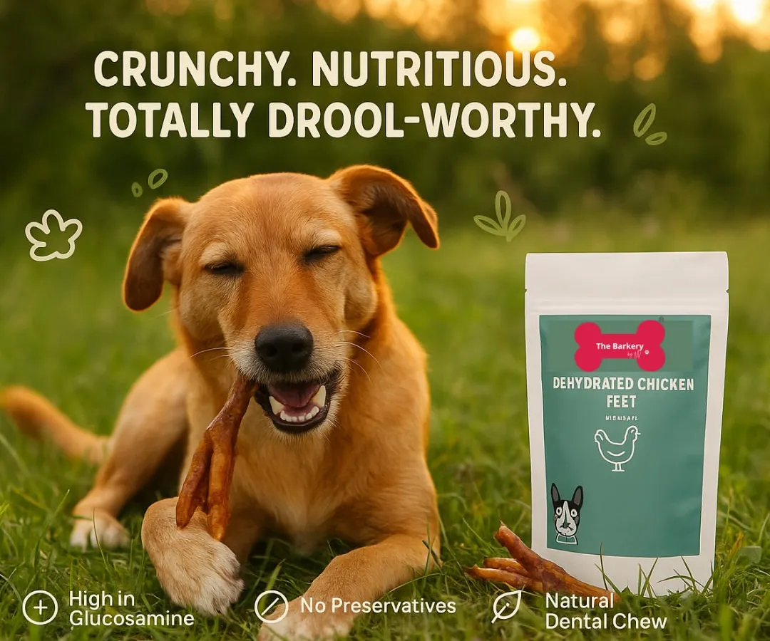 This is what pure joy looks like. My Dehydrated Chicken Feet are a single-ingredient, natural dental chew that helps clean teeth while satisfying your dog's need to crunch. They are high in glucosamine for joint support and completely free of preservatives.