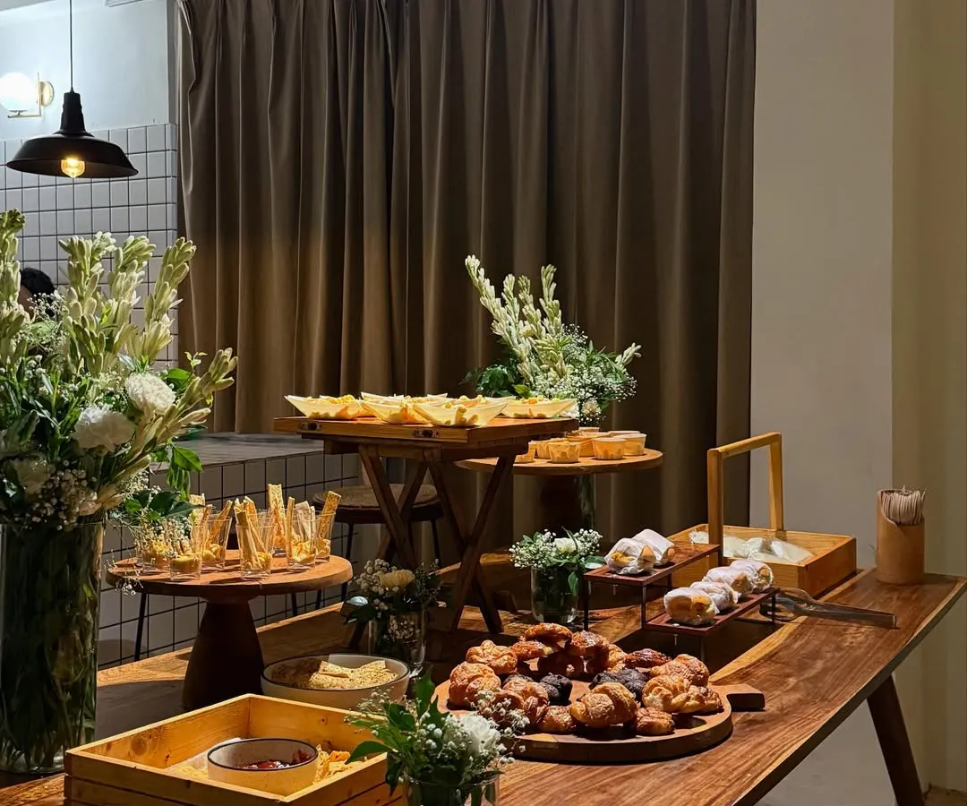 A glimpse of a modern grazing table we set up for a house party. We combine artisanal snacks, bite-sized treats, and beautiful presentation to create an experience your guests won't forget.