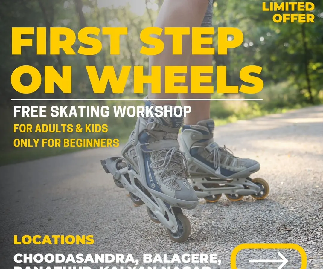 Your journey on wheels starts here. We invite you to our free 'First Step on Wheels' workshop, designed for absolute beginners, both kids and adults. We'll cover the basics of balancing and gliding in a fun, safe environment at our locations in Kalyan Nagar, Choodasandra, and more.