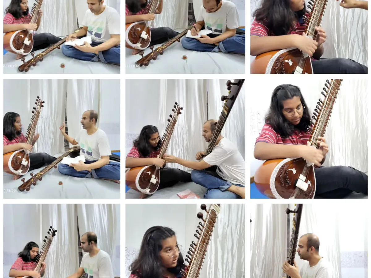 The journey of learning the sitar is a beautiful one, built on the timeless tradition of Guru-Shishya Parampara. Here you can see the beginning of a melodious journey with a new student, focusing on the fundamentals and nurturing a deep connection with the instrument from the very first day.