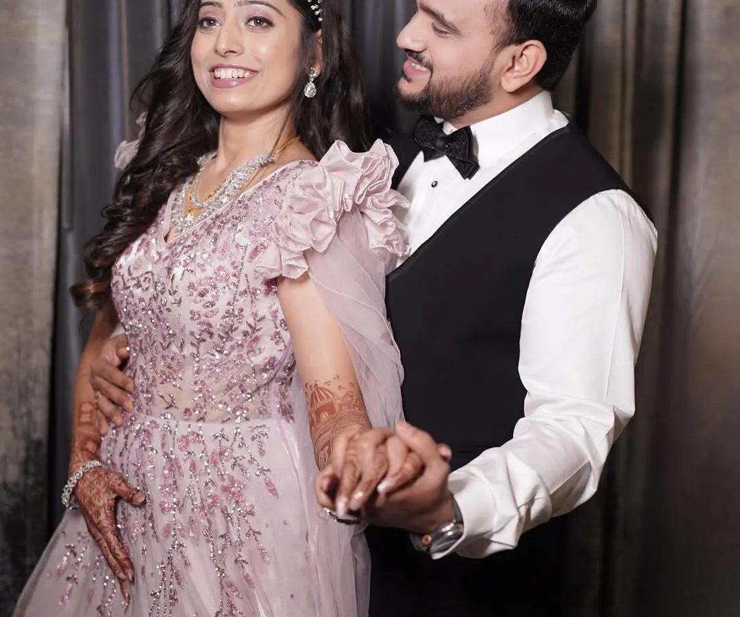 For the modern bride who wants to dance the night away. This fresh, dewy reception glam in a stunning pastel gown is all about glowing skin and effortless elegance.