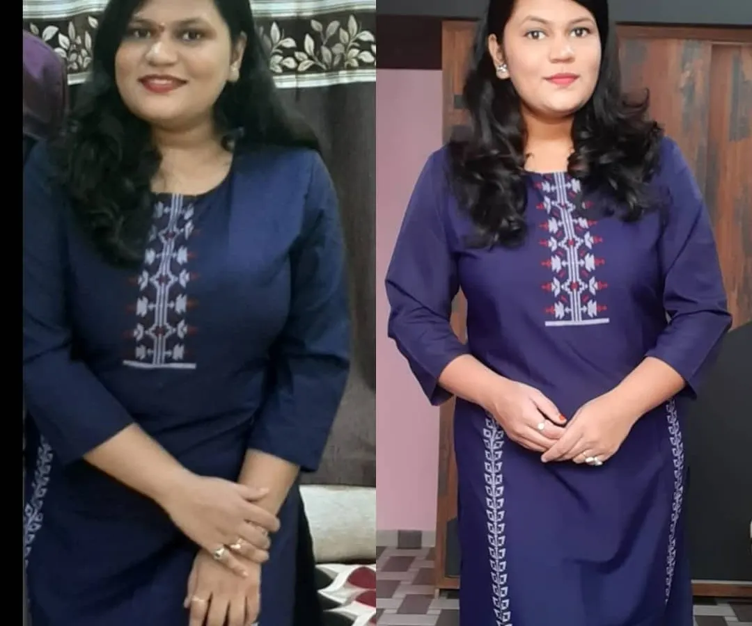 Here is another wonderful success story. This is Harshada, who achieved her health goals through a balanced diet and consistent exercise over 5 months. Her journey is a perfect example of how sustainable habits lead to lasting results.
