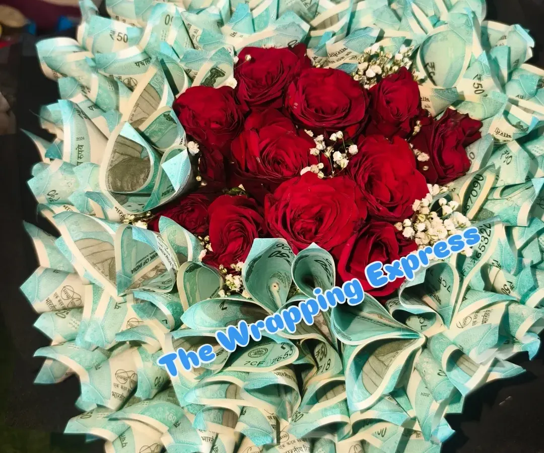 For a wedding shagan, I created this beautiful bouquet combining fresh red roses with carefully folded currency notes. It’s a much more memorable gift than a simple envelope.