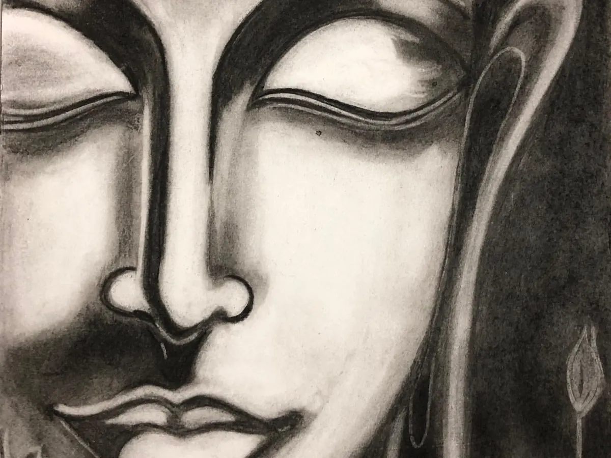 I am always amazed by the depth and focus my students can achieve. This charcoal sketch of Buddha was created by one of my older students, who patiently learned shading techniques to create this peaceful and powerful portrait. It shows how we build skills step by step in my charcoal drawing lessons.