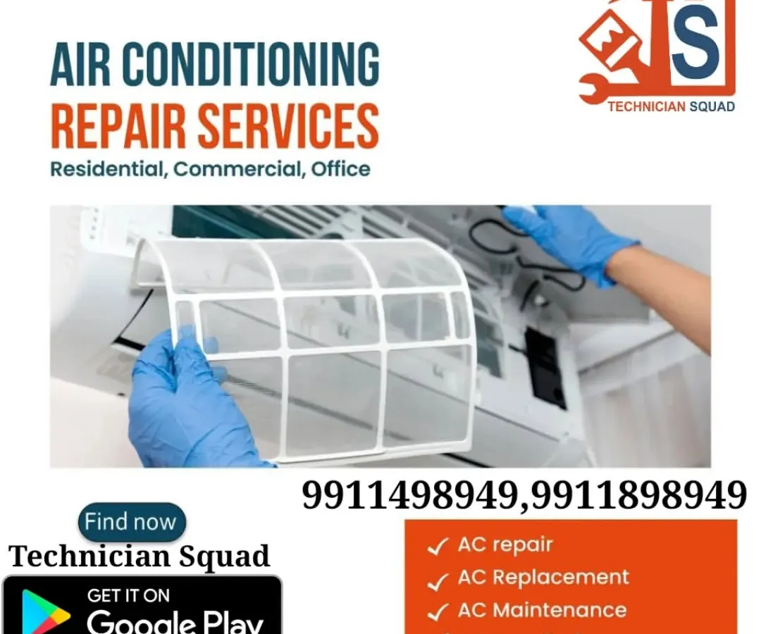 A professional technician carefully removes and cleans the filter of a split AC unit. Regular maintenance like this is key to ensuring efficient cooling and clean air quality in your home or office.