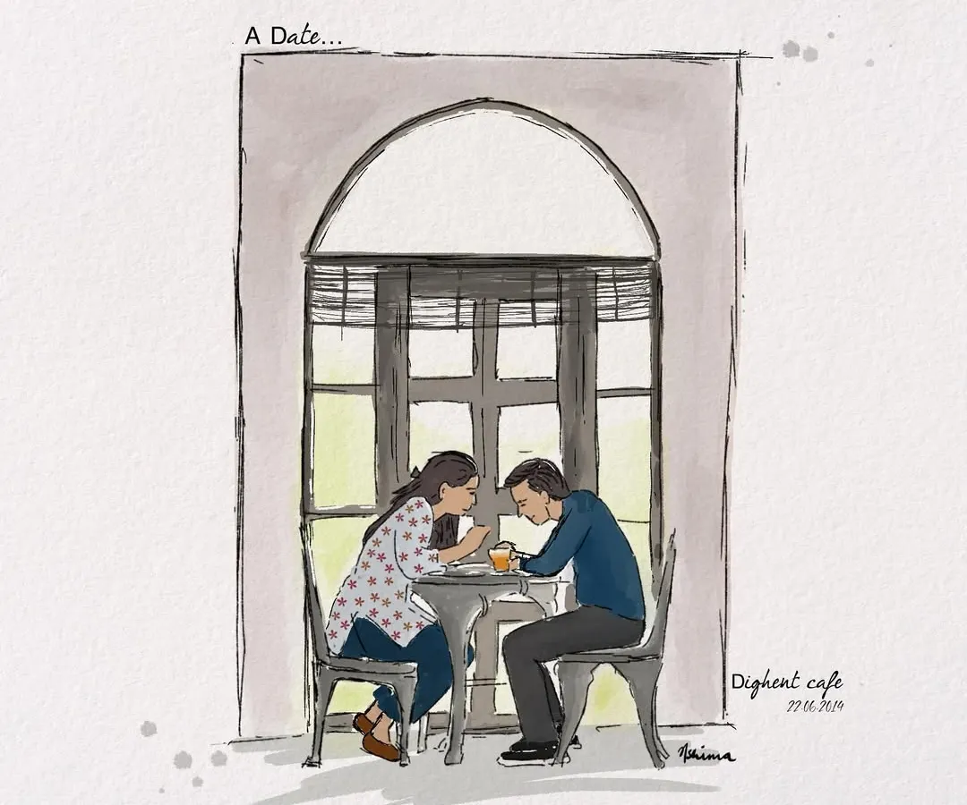 A quiet date, a shared coffee, a moment just for two. I specialize in creating custom couple portraits that capture the unique feeling of your connection, turning a simple memory from a cafe into a piece of personal art.