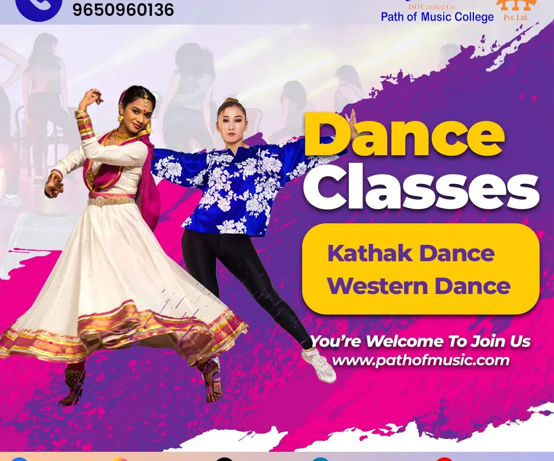 We offer a diverse range of dance styles to suit every interest. This graphic highlights two of our popular programs: traditional Indian Kathak dance and dynamic Western dance forms.