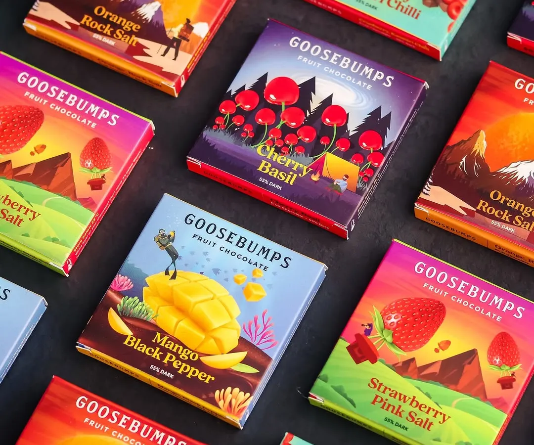 Each of our chocolate bars features unique artwork that tells the story of the flavour inside. From the summery vibe of Mango & Black Pepper to the surprising kick of Cranberry & Kashmiri Chilli, our packaging is a window into the taste adventure that awaits.