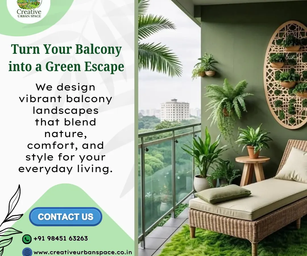 A chaise lounge, wall planters and artificial grass share this balcony layout. We bring greenery and comfort together for an everyday green escape.