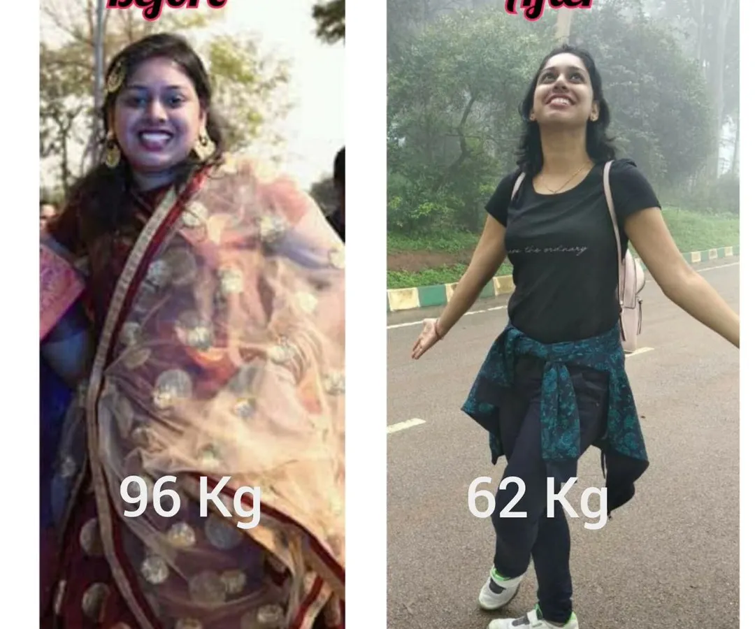 This is what consistency and dedication look like. We're incredibly proud of our member Sarita, who went from 96 kg to 62 kg. Her journey proves that with the right support and mindset, a total transformation is possible.