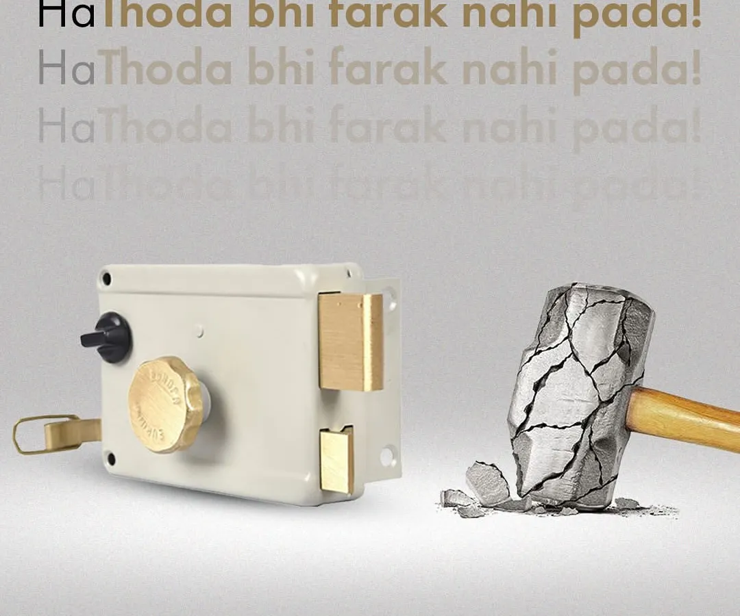 We put our locks to the test so you don't have to. This one took a hammer blow and as we say, 'Ha Thoda bhi farak nahi pada!'. Our premium manual locks are built to resist force and deliver unbeatable security, because your safety starts at the front door.