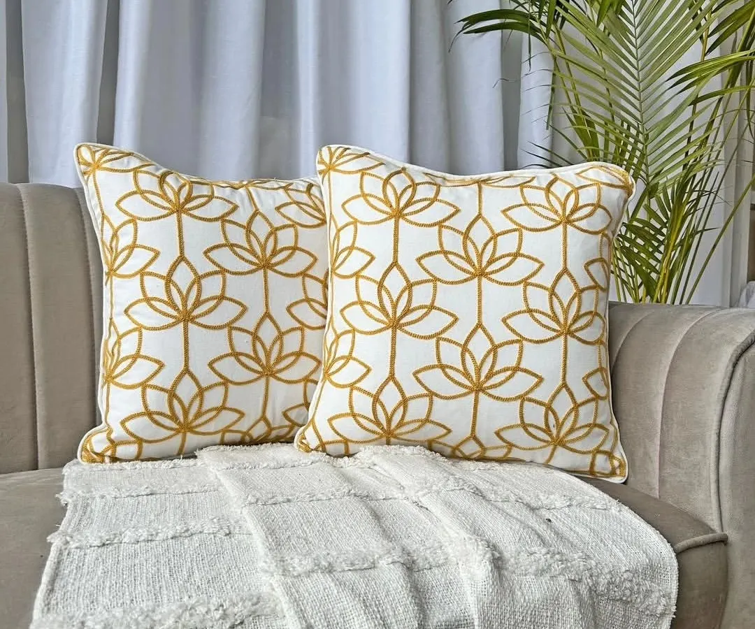 Add a touch of elegance to your sofa with our premium lotus embroidery cushion cover. This piece combines traditional craftsmanship with a modern aesthetic, perfect for a stylish home.