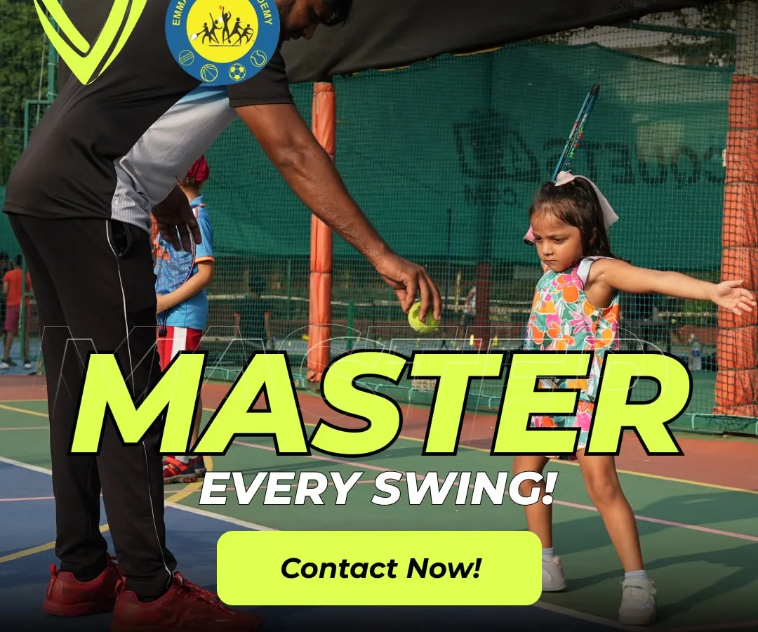 We believe in starting them young. Here, one of our expert coaches provides one-on-one guidance to a young player during a Mini Tennis session in Powai, helping her master the fundamentals of a proper swing in a fun and encouraging environment.