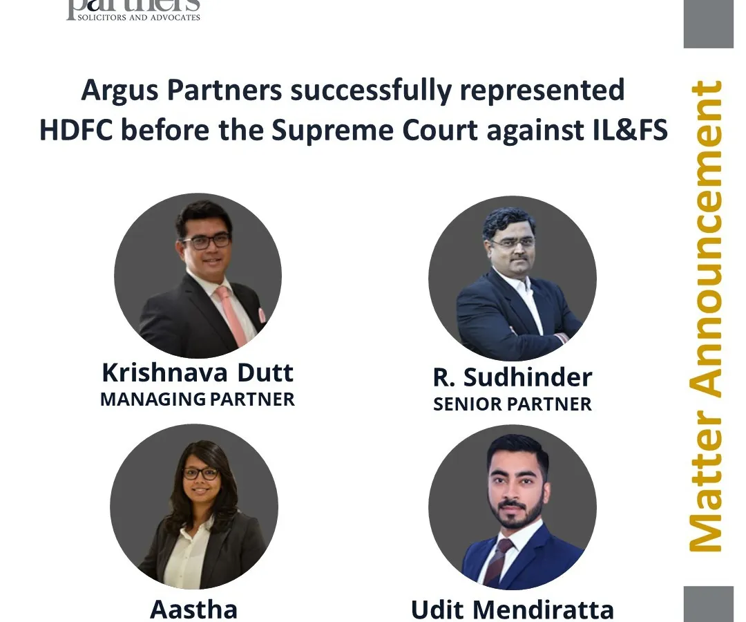 I am pleased to share a significant victory where my team and I successfully represented HDFC before the Supreme Court against IL&FS. The Court allowed our client to recover its dues from rent receivables, a crucial outcome within the complex, NCLAT-supervised insolvency process of the IL&FS group. This case underscores our strategic approach to navigating large-scale corporate insolvency litigation.