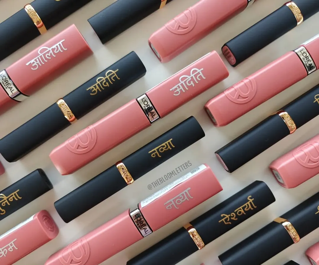 A beautiful collaboration with L'Oréal Paris, where I personalized over 500 lipsticks. Seeing names elegantly written in Devanagari script on these iconic products was a dream. This project shows how a personal touch can elevate even the most well known brands.