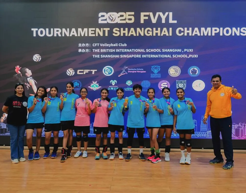 Our girls' team celebrating their championship victory at the 2025 FVYL Tournament in Shanghai. We don't just participate; we build teams that are prepared to win on an international stage.