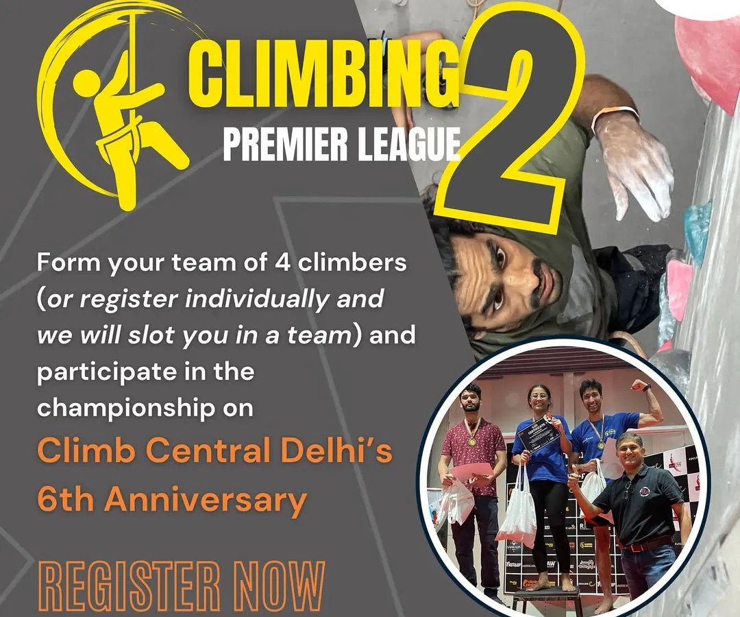 Our Climbing Premier League is the ultimate team challenge. This poster gives you a glimpse of the action. You can form a team of four or register solo and we'll help you find a crew to compete for the top spot.