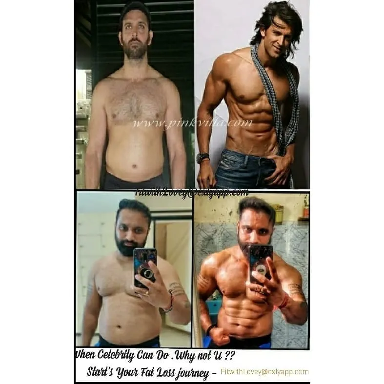 I practice what I preach. On the bottom is my own fat to fit journey, proving that with the right mindset and guidance, anyone can achieve their dream physique. If I can do it, so can you.