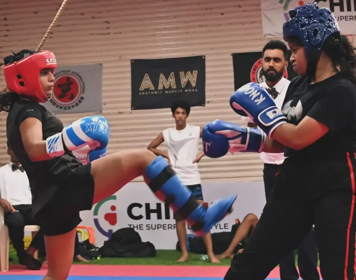 Here is one of our athletes in her element during a WAKO India kickboxing championship. We train our students not just to defend themselves, but to compete with skill, discipline, and the heart of a champion. This level of dedication is at the core of all our training.