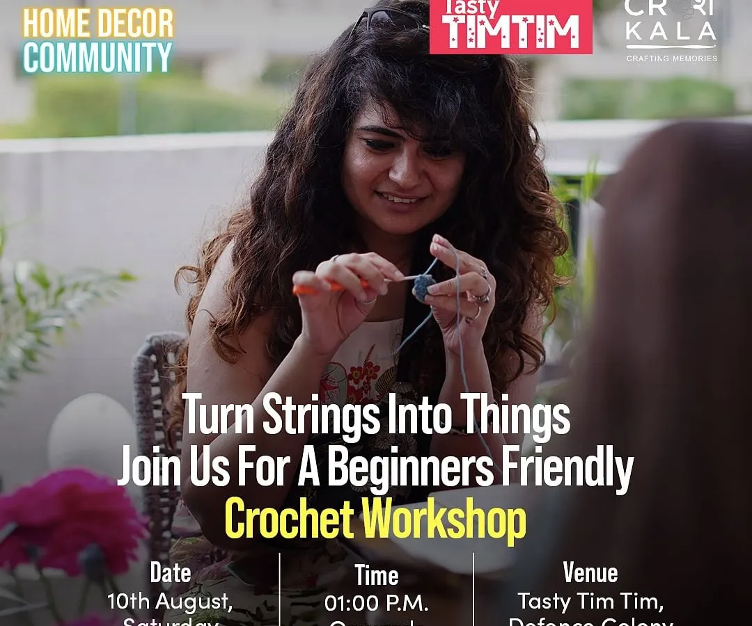 Ready to turn strings into things? This poster for a beginner-friendly workshop I hosted with LBB is a great example of the fun, accessible sessions I run. You'll always find me in cozy cafes and creative spaces across Delhi NCR.
