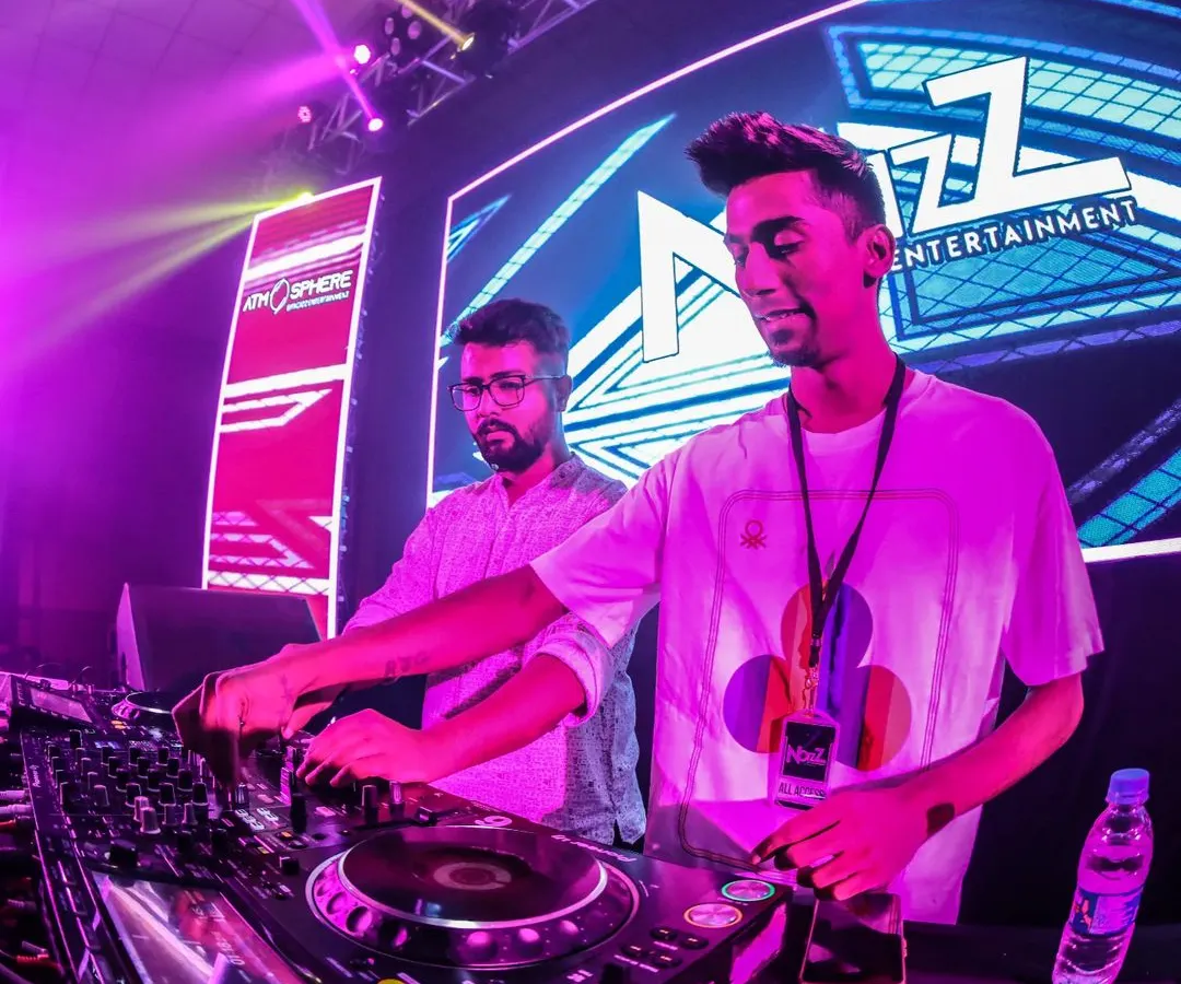 Playing on a massive festival stage at The Lalit Bangalore for a Noizz Entertainment event. The energy from a crowd this big is just incredible, and I love mixing Trance and EDM for these large-scale concerts.