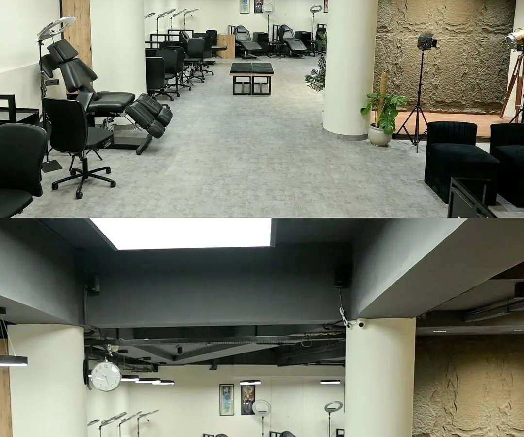 Welcome to your classroom. Our main training floor is spacious and equipped with multiple professional tattoo stations, ensuring every student gets extensive hands-on practice in a real-world studio environment.