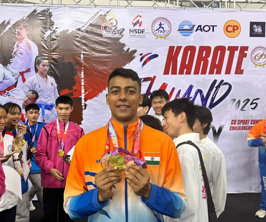 The result of relentless training. My student Rajat Kashyap proudly displaying his haul of one gold and two bronze medals from the Thailand Open Karate Championship in Bangkok.