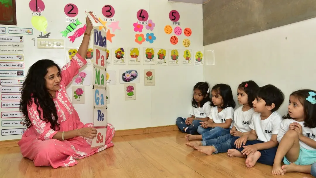 Here is one of our favorite learning tools in action. We use these colorful, stackable blocks to introduce the sargam notes (Sa, Re, Ga, Ma), turning the fundamentals of Indian classical music into a fun, visual game for our toddlers.