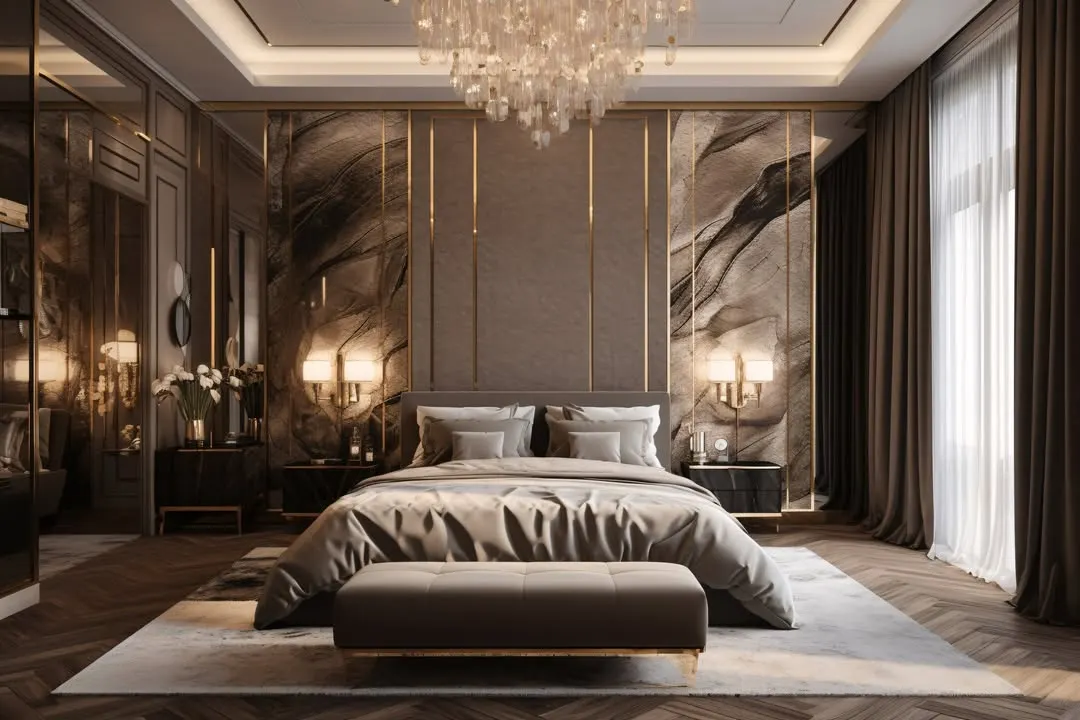 This is where we create an atmosphere of serene indulgence. This luxury bedroom design uses a rich colour palette, plush textures, and layered ambience lighting to craft a personal retreat that feels both grand and deeply comfortable.