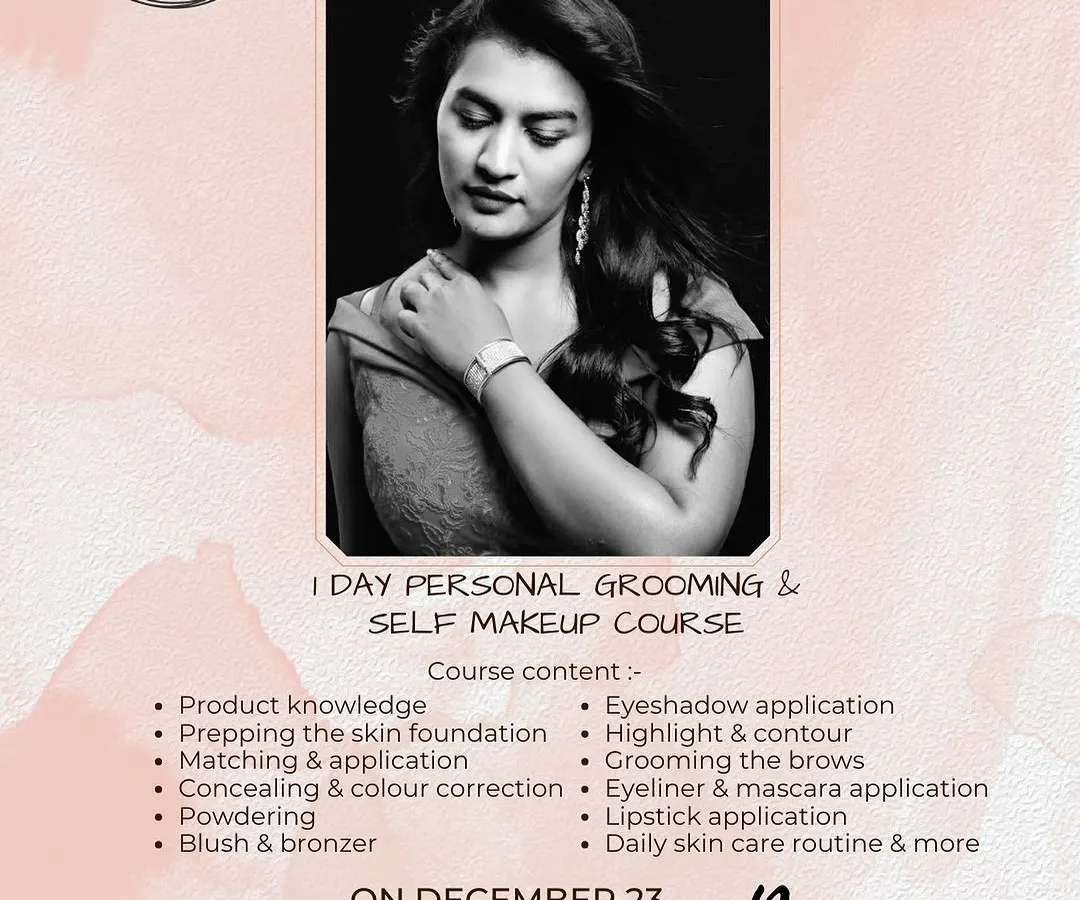 My 1-Day Self-Makeup Workshop is the perfect way to build your confidence. This course breakdown shows you all the practical skills we will cover, from prepping your skin and choosing the right foundation to mastering daily eye makeup and contouring.