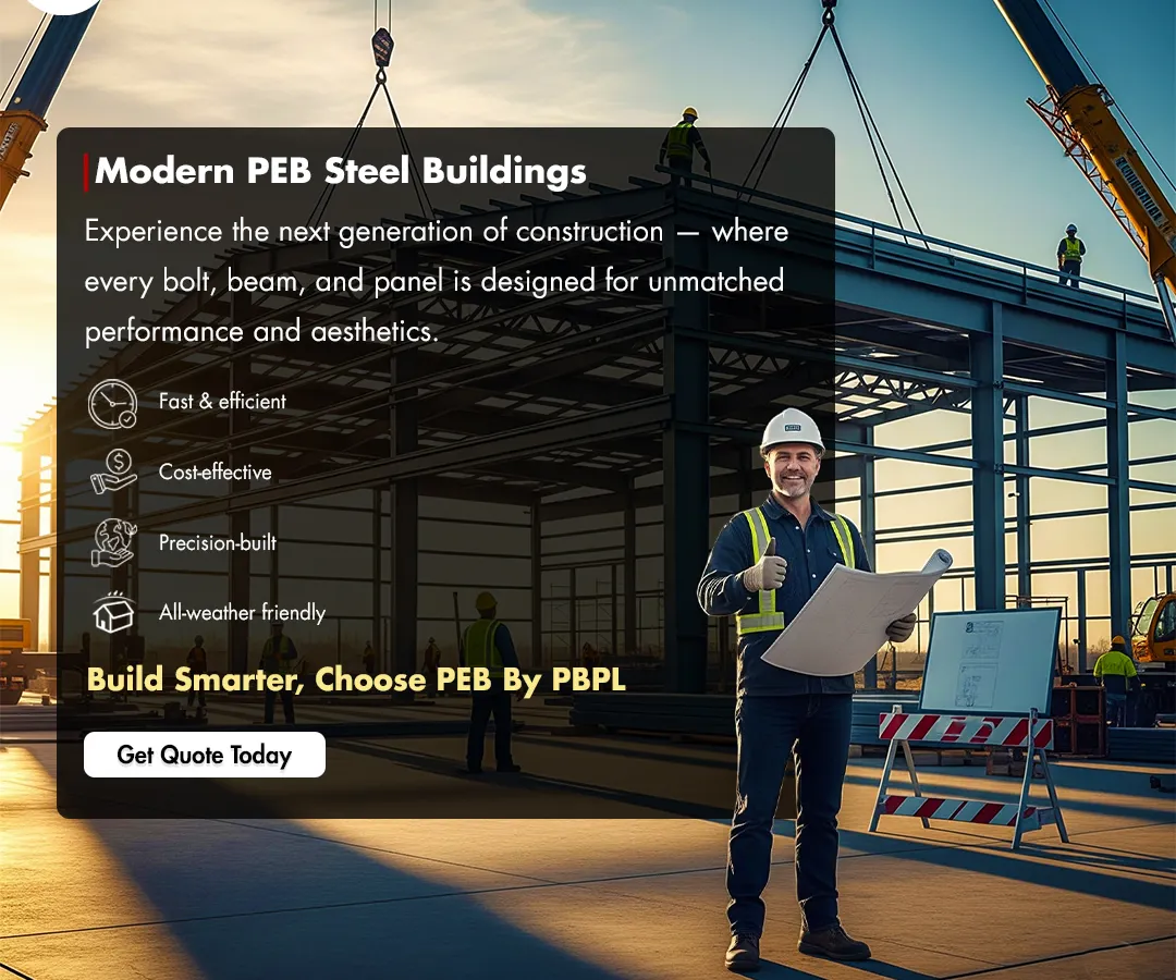 Our modern PEB steel buildings are engineered for unmatched performance and aesthetics. We deliver fast, cost-effective, and precision-built structures that are all-weather friendly, ensuring your project is completed on time and to the highest standards.